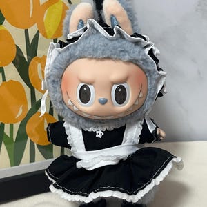 Cute Labubu Maid Dress, Labubu Fashion Labubu Clothes White Labubu Clothes, Cute Labubu Clothes, PopMart Labubu Accessory Labubu Doll Dress