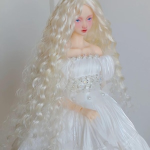 3.5-4&quot; Bjd Mohair Wig, 1/6 Scale Bjd Mohair Wig, Curly Doll Wig for BJD Girl Doll Wig Curly Mohair Wig for Bjd Doll SD Msd Wig Bjd Wig