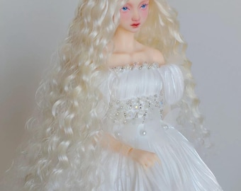 3.5-4&quot; Bjd Mohair Wig, 1/6 Scale Bjd Mohair Wig, Curly Doll Wig for BJD Girl Doll Wig Curly Mohair Wig for Bjd Doll SD Msd Wig Bjd Wig