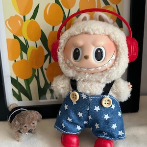 Labubu Star Overalls Cute Labubu Clothes 17cm Labubu Fashion Labubu Clothes, Labubu Accessory, Labubu Toy Clothes Labubu Outfit Labubu Shoes