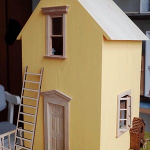 Two-Story Wood Dollhouse, Large Wooden Dollhouse, 22 inch Doll Room 1:12 scale, Christmas Gift for Kids, Christmas Gift for Girls