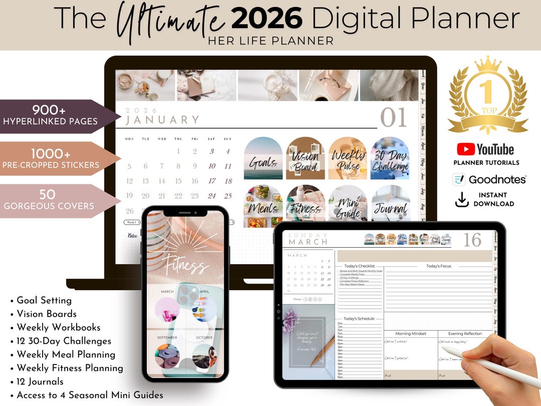 2026 Ultimate Digital Life Planner | Goodnotes Compatible | 1000 ...