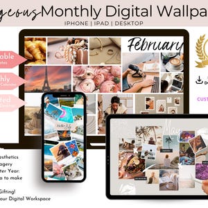13 anpassningsbara digitala bakgrundsbilder för iPhone, iPad och dator | Månatligt digitalt bakgrundspaket | 13 estetiska bakgrundsbilder