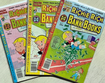 Richie Rich Bank Books Comic Lot: 1979, 1980 Harvey Comics Set