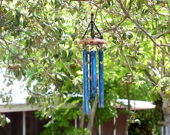 SPIRIT HEART Wind Chime Small Copper Blue