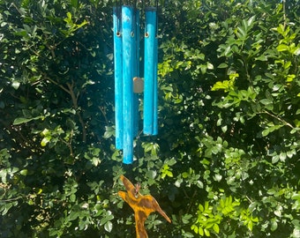 LITTLE SPIRIT Hummingbird Wind Chime Small Copper Blue with copper top