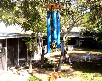 DOLPHIN Wind Chime Small Copper Blue