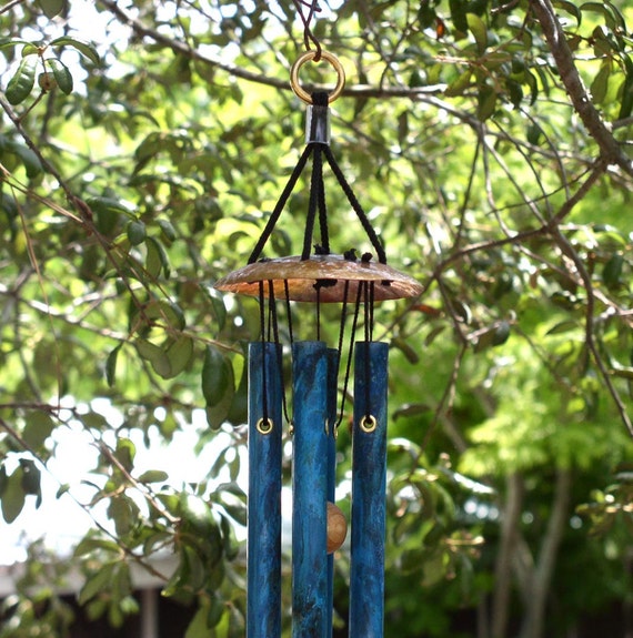 MANATEE Petit carillon à vent en cuivre avec patine bleue 