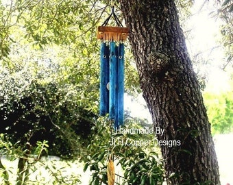 LITTLE SPIRIT (Wood Top) Wind Chime Small Copper Blue