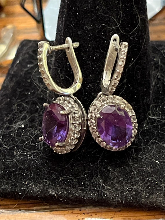Sterling silver color change garnet dangle earrings