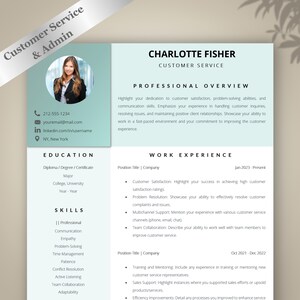 1-Page Customer Service Resume Template, Professional CV for Word, Cover Letter & References, Printable and Editable, Resignation Letter, CV
