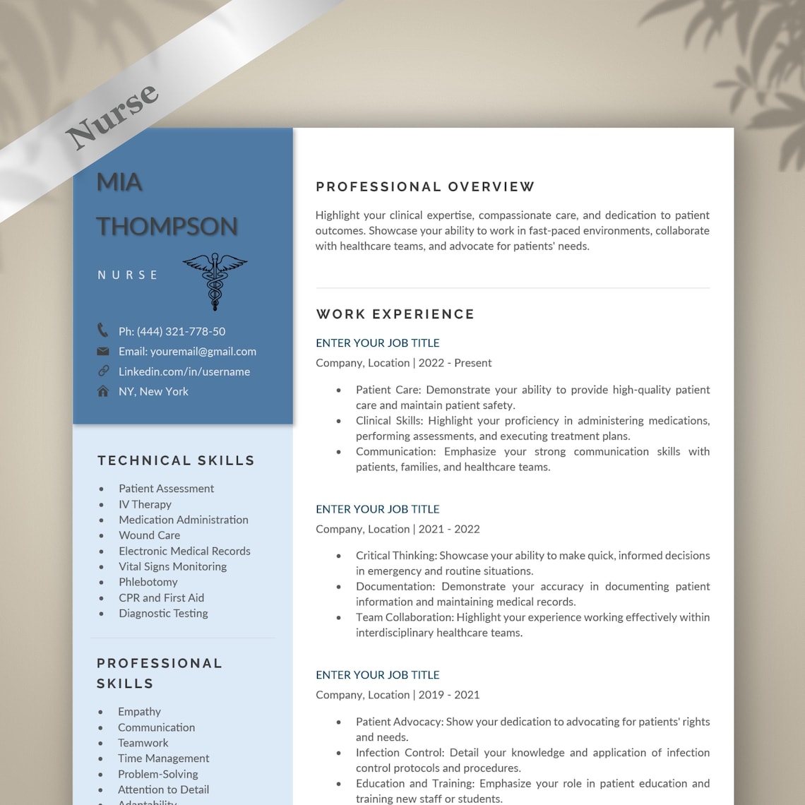Usrn Cv Example Nursing Resume Template & Cover Letter for Word, RN CV, Registered ...
