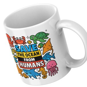 Eco-Friendly Ocean Life Ceramic Mug, Colorful Marine Animal Coffee Cup for Ocean Lovers, Beach Decor, Unique Gift for Nature Enthusiasts