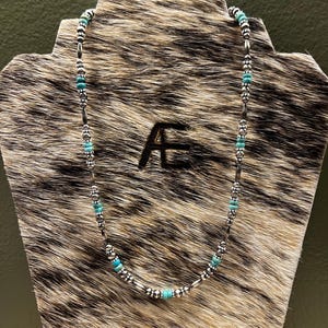 The A Collection, 5mm-4mm Sterling Silver Navajo Pearls With Genuine Turquoise