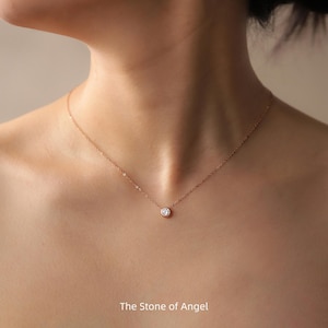 1Carat Moissanite Rose Gold Solitaire Necklace,14K Gold Solitaire Pendant,Exquisite Diamond Necklace,Modern Handmade Jewelry,Christmas Gift