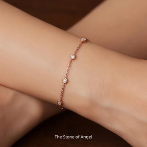 14K Gold Bubble Bracelet, Rose Gold Diamond Bracelet for Women, White Gold Eight-Stone Bracelet, Moissanite Bracelet,Holiday Gift for Her