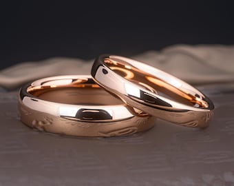 Minimalist Rosegold Wolfram Ring, 4 mm & 6 mm Unisex Trauring, Verlobungsring, poliert, einfaches Kuppel Design, kostenlose Gravur