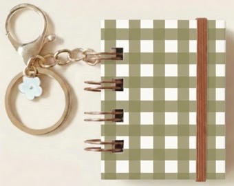 Mini Notebook Keychain | Floral Stationery Charm | Dot Grid Journal (1.96"x2.55")