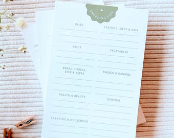 Handmade Shopping List Notepad, Grocery Checklist, Daily Planner (4x6in)