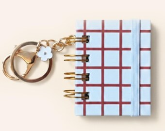Mini Notebook Keychain | Floral Dot Grid Journal Charm (Hardcover)