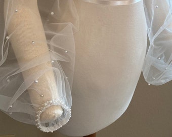 Wedding sleeves - pearl sleeves - detachable sleeves - removable sleeves - bridal sleeves - bridal separates -