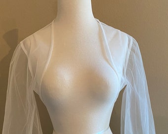 Wedding dress coverup - bridal bolero - wedding bolero - bishop sleeves, bridal separates - tulle bolero - tulle coverup