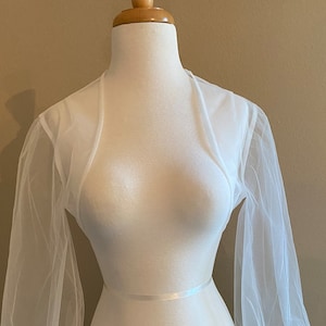 Wedding dress coverup - bridal bolero - wedding bolero - bishop sleeves, bridal separates - tulle bolero - tulle coverup