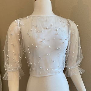 Wedding Dress Topper - Bridal Coverup - Pearl Topper - Pearl Bolero ...
