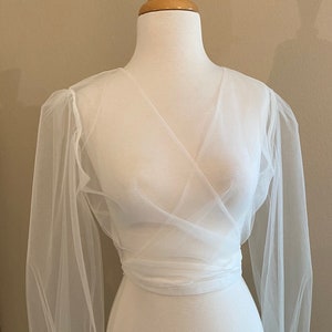 Wedding dress topper - wedding topper - tulle topper - wrap topper - bishop sleeves - bridal separates