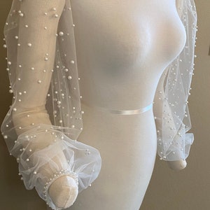 Detachable wedding sleeves - removable sleeves - pearl sleeves - bishop sleeves - bridal coverup - bridal sleeves