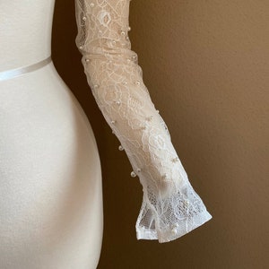 Wedding sleeves - detachable sleeves - removable sleeves - lace sleeves - pearl sleeves - bicep sleeves - lace gloves - weeding gloves