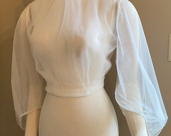 Wedding dress topper - soft tulle bridal topper - bracelet sleeves - bridal separates