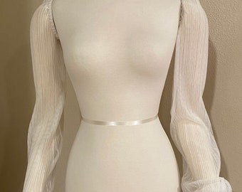 Wedding dress sleeves - pleated tulle sleeves - detachable sleeves - removable sleeves - slim-line sleeves - bridal separates