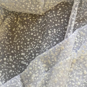 Polka dot mesh fabric - flocked dot fabric - white dotted mesh fabric - bridal fabric - excess fabric from bridal designer
