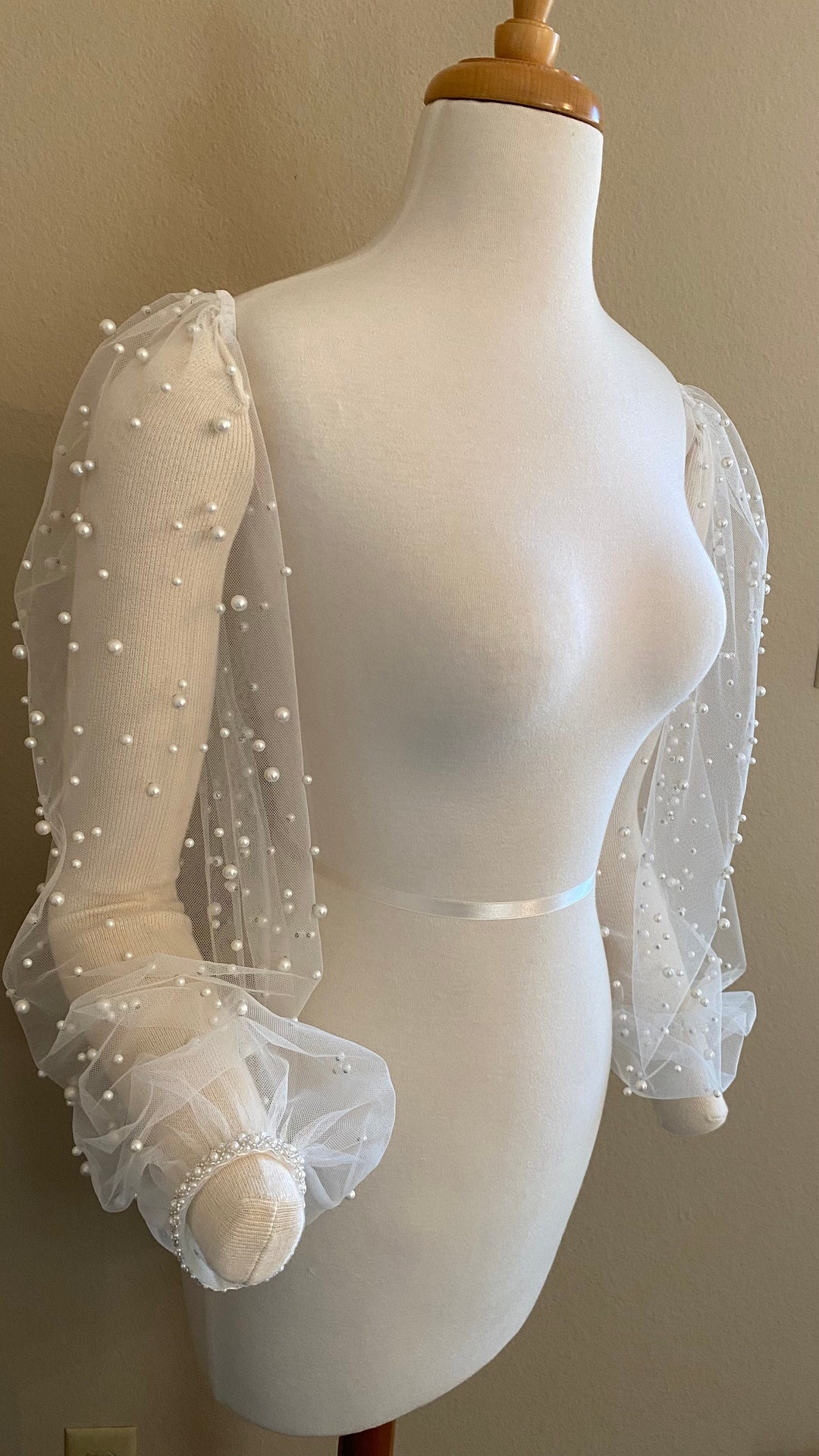 Add On Sleeves For Wedding Dress Detachable Wedding Sleeves - Removable Sleeves - Pearl Sleeves - Bishop