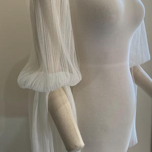 Wedding sleeves - detachable sleeves - pleated tulle sleeves - removable sleeves- boho sleeves