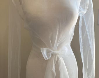 Wedding dress topper - tulle shrug - tie front topper - bridal blouse - reversible topper