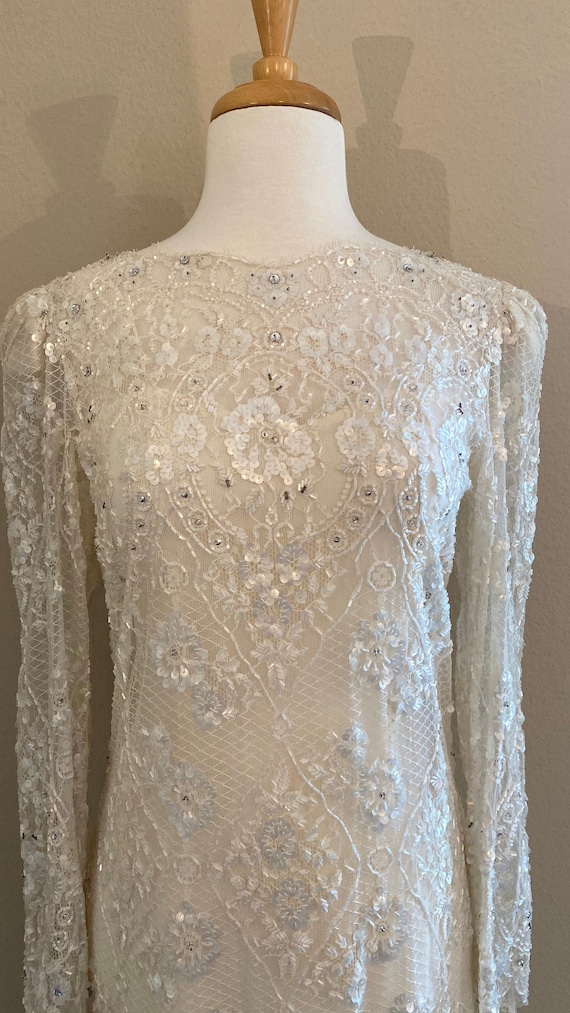 Vintage wedding gown, beaded wedding gown, lace we