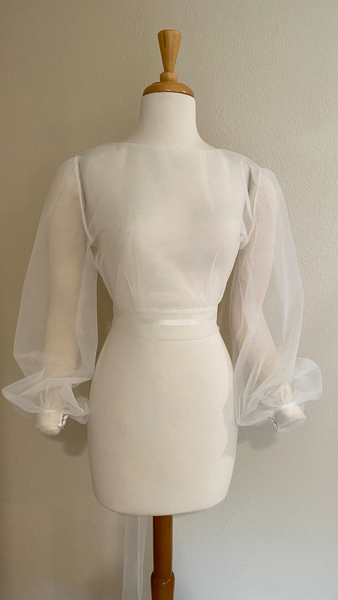 Wedding Dress Topper - Soft Tulle Topper - Open Back Topper - Bishop ...