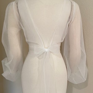 Wedding Dress Topper - Soft Tulle Topper - Open Back Topper - Bishop ...