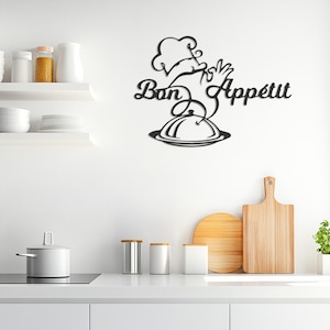 Bon Appetit Metal Wall Art, Chef Metal Wall Art, Kitchen Metal Wall Art, Bon Appetit Sign, Dining Room Wall Art, Kitchen Metal Wall Decor