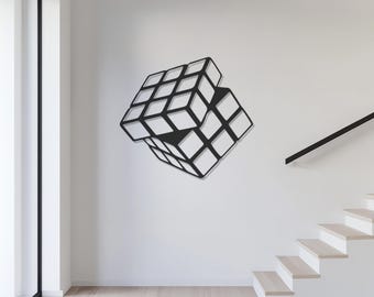 Rubic Cube Metal Wall Art, Geometric Metal Wall Art, Rubiks Cube Metal Wall Decor, Modern Game Room Wall Art, Game Room Decor, Friend Gifts
