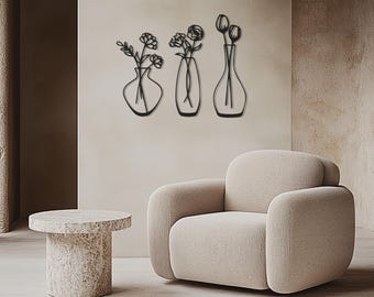 Flower Metal Wall Art, Floral Metal Wall Art, Set of 3 Flower Metal Wall Art, Floral Wall Hanging, Living Room Wall Decor, Gifts For Friend