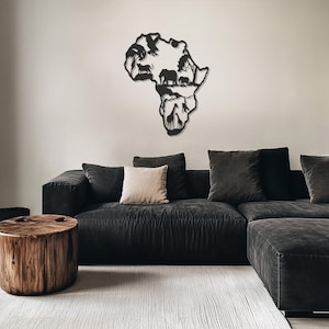 Africa Metal Wall Art, Wildlife-Inspired Black Wall Decor, African Safari Wall Hanging, Unique Metal Art for Home and Office Decor