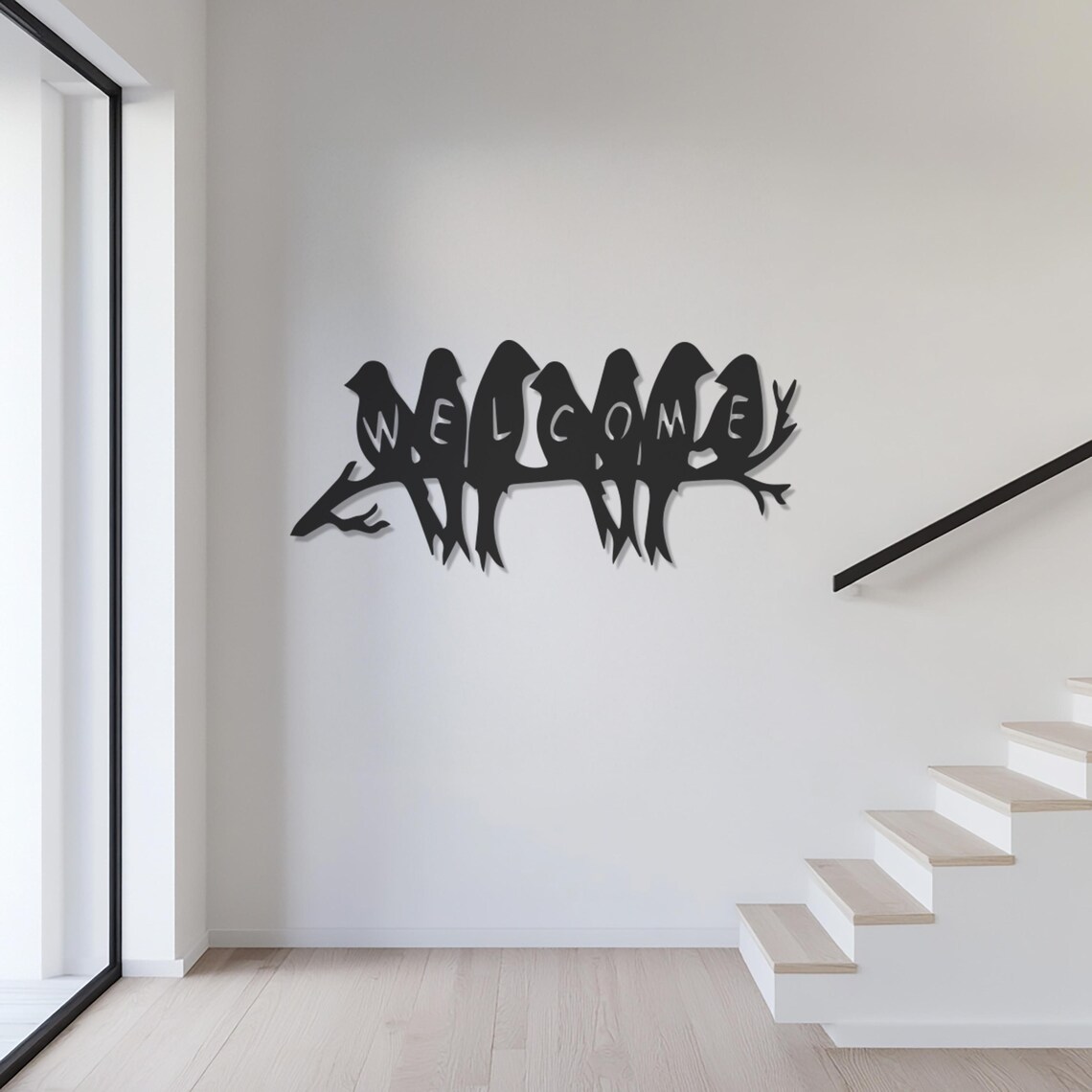 Welcome Birds Metal Wall Art, Black Metal Welcome Sign, Bird-themed ...
