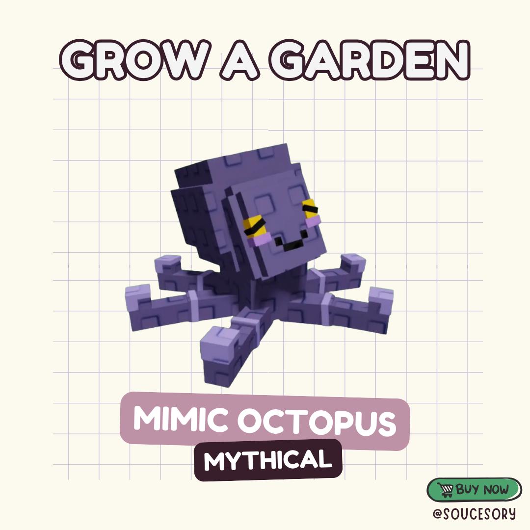 thumbnail interactive-video image 1 of Mythic Mimic Octopus – Roblox Grow A Garden Game Item (Mythic Pet) – 10 Minute Digital Delivery 1 of 5