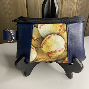 Custom - Faux vinyl and Baseball sports  coin credit card  make up bag purse pouch -- Stocking stuffer- Holiday gift-- birthday- Christmas