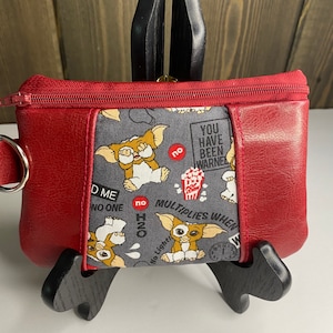 Custom - Faux vinyl and Gremlin  coin credit card  make up bag purse pouch -- Stocking stuffer- Holiday gift-- birthday- Christmas-80s movie