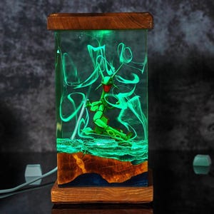 Epoxy Resin R.ay.qu.az.a Lamp, Diorama R.ay.qu.az.a Night Light, Resin Wood Lamp, Unique Anime Gift - Home Decor, Gamer Room Decor