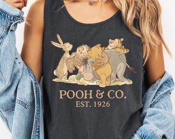 Retro Winnie the Pooh Tank Top Disney Pooh Co Est 1926 Jersey Tanks Comfort Colors Disneyland Summer Tank Tops Disneyworld Sleeveless Tanks
